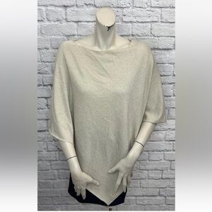 SUSAN GRACER STYLE SPARKLY BEIGE SWEATER PONCHO WRAP ONE SIZE
